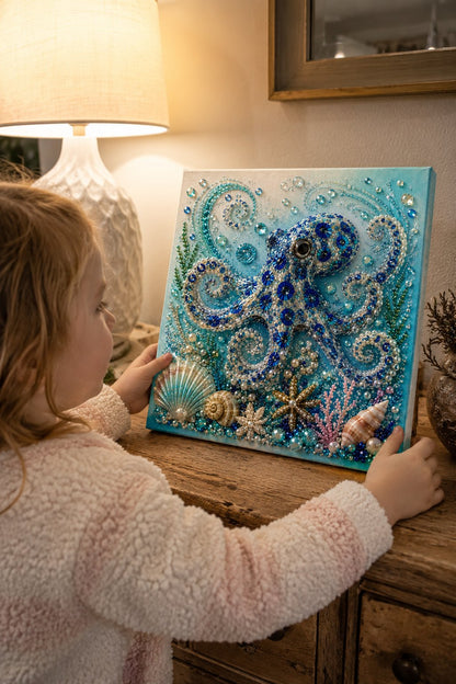 Ocean Theme Pearl Art DIY Kit I 3D Sparkling Coastal Wall Decor