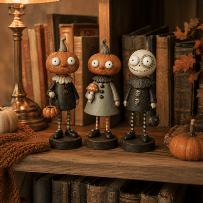 🎃Primitive Pumpkin Friends Vintage Halloween Figurines Collection