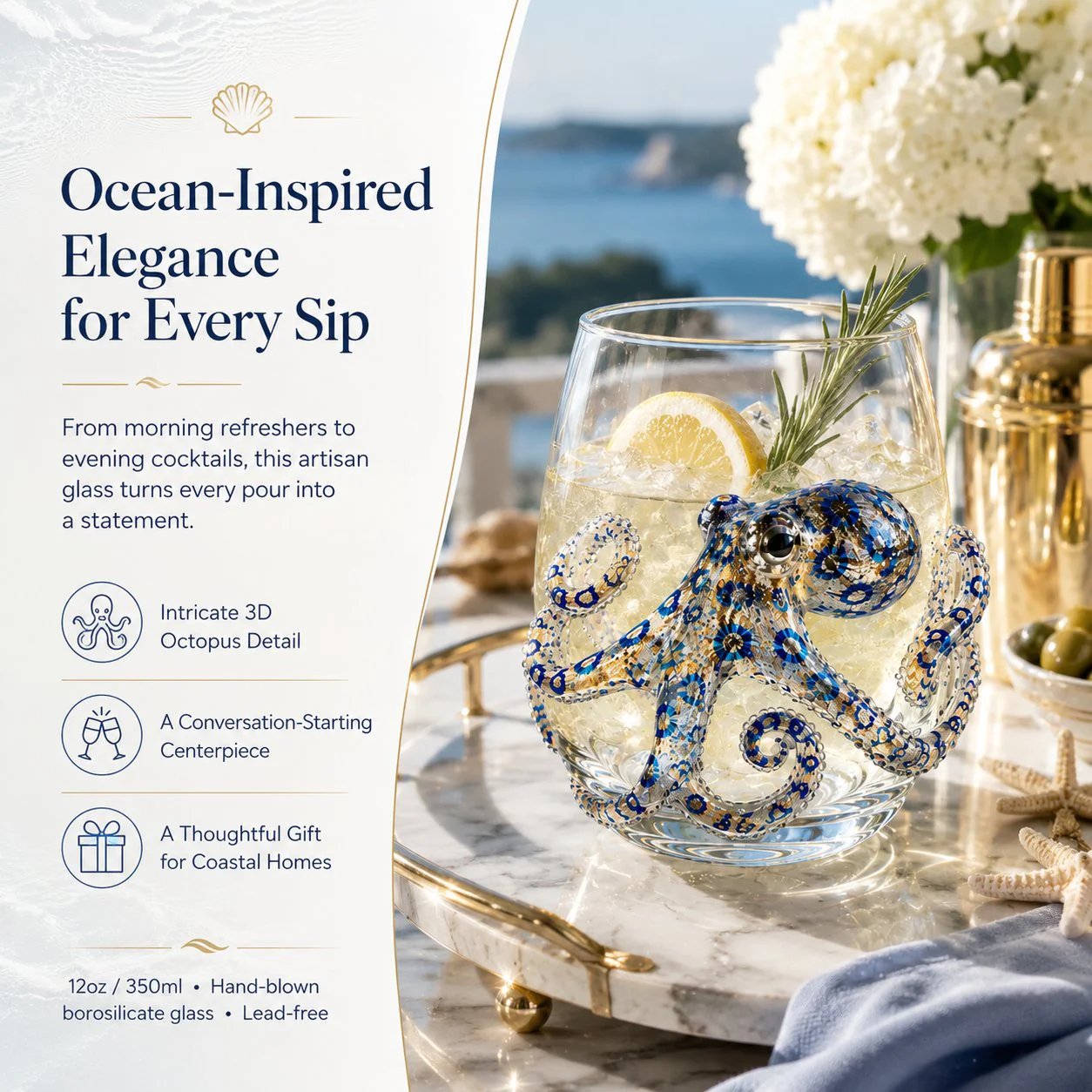 Last Day Promotion: The Perfect Beach House Gift 3d Ocean Animal Artisan Glassware