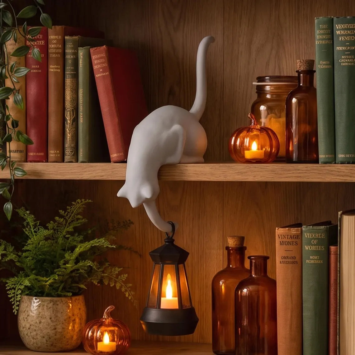 🔥Last Day 50% OFF 🐾Cat Shelf Hook with Vintage Lantern