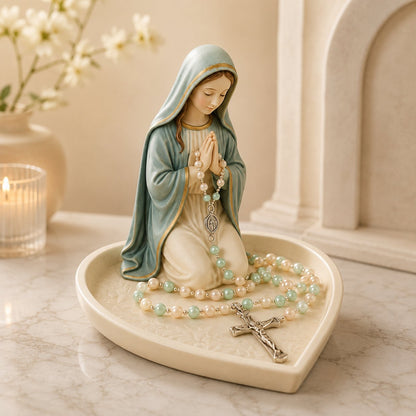 ✝️Last Day 50% OFF - Graceful Faith Virgin Mary Ceramic Rosary Holder Keepsake Tray