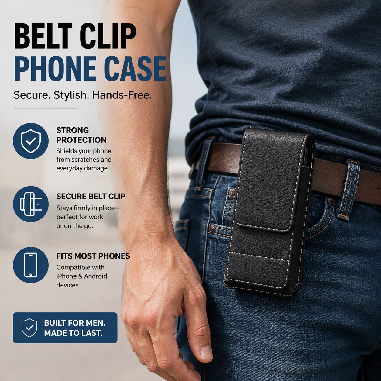 ⚡Big Discount | Waist Belt Cell Phone Pouch 📱 Multi-Pocket Leather Holster with Card Holder