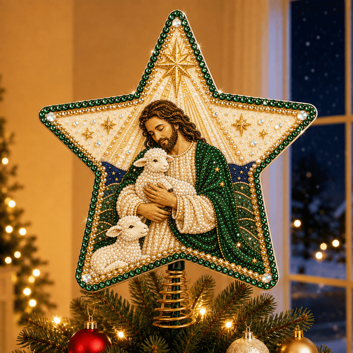 🔥🔥Christian Faith Pearl Diamond Art Christmas Tree Topper Kit ⭐