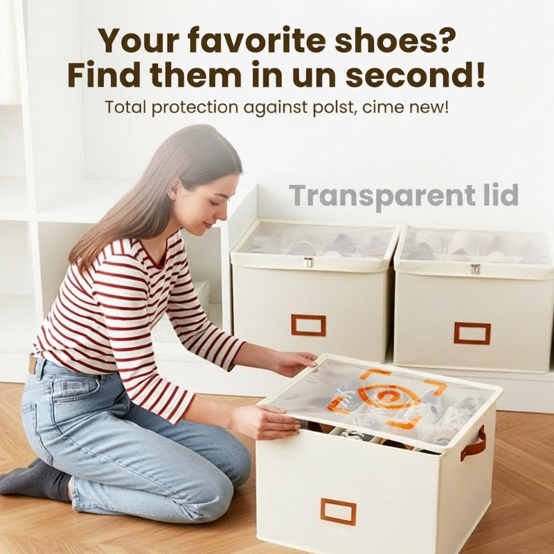 ⏰🔥LIMITED TIME 50%OFF! 👟Fabric Shoe Organizer Storage Box - Foldable, Large Capacity, Dustproof & Breathable for Closet & Bedroom🧺✨