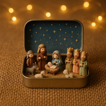 🔥Last Day 49% OFF - ✝️ Religious Pocket-Size Mini Nativity Scene Set with Storage Box
