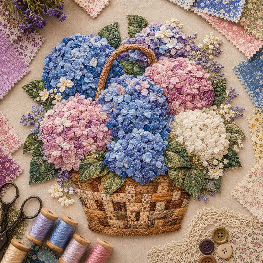 🔥HOTSALE5O%OFF- 🌸Floral Basket Patchwork DIY Kit| 3D Layered Fabric Flower Art Craft for Home Decor & Gifts