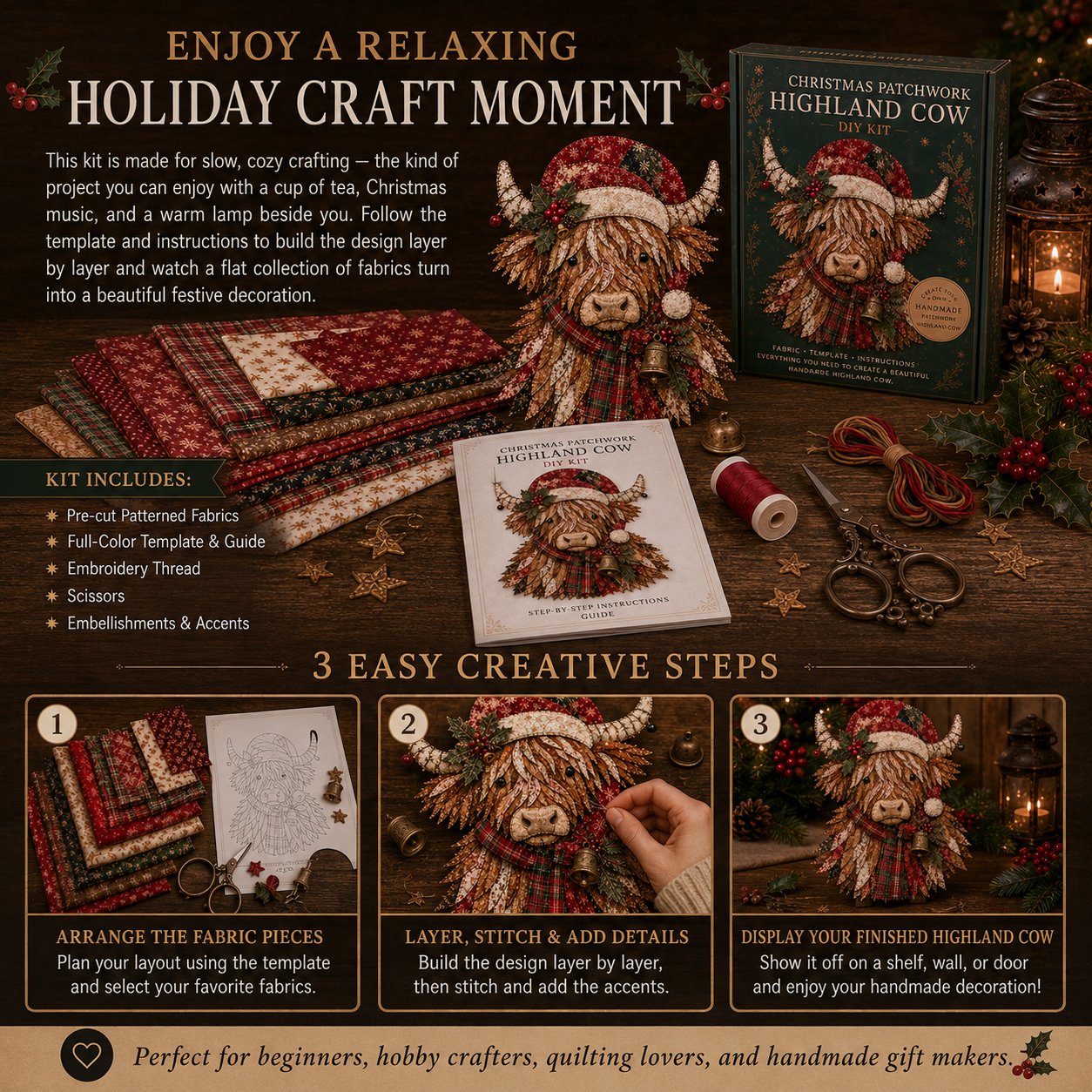 🔥LAST DAY 49% OFF - 🎅Christmas Patchwork Fabric DIY Decor Kit