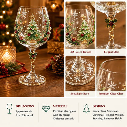 🔥🎁Christmas 3D Wine Glass Collection Gift Box Set✨