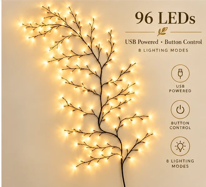 ✨Flexible LED Branch Lights | Remote- Controlled Holiday Wall Decor