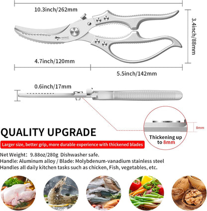 Heavy-Duty Multifunction Kitchen Shears - 4-in-1 Tool with Fish Scaler, Bottle Opener & Safety Lock