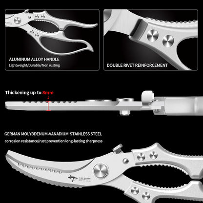 Heavy-Duty Multifunction Kitchen Shears - 4-in-1 Tool with Fish Scaler, Bottle Opener & Safety Lock