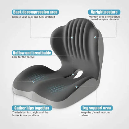 Ergonomic Memory Foam Seat Cushion with Lumbar & Back Support, Relieves Back Pain,Reduces Pressure