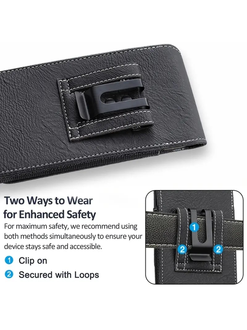⚡Big Discount | Waist Belt Cell Phone Pouch 📱 Multi-Pocket Leather Holster with Card Holder