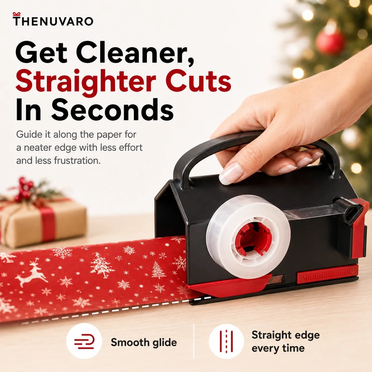 2-in-1 Wrapping Paper Cutter & Tape Dispenser - Faster Gift Wrapping Tool