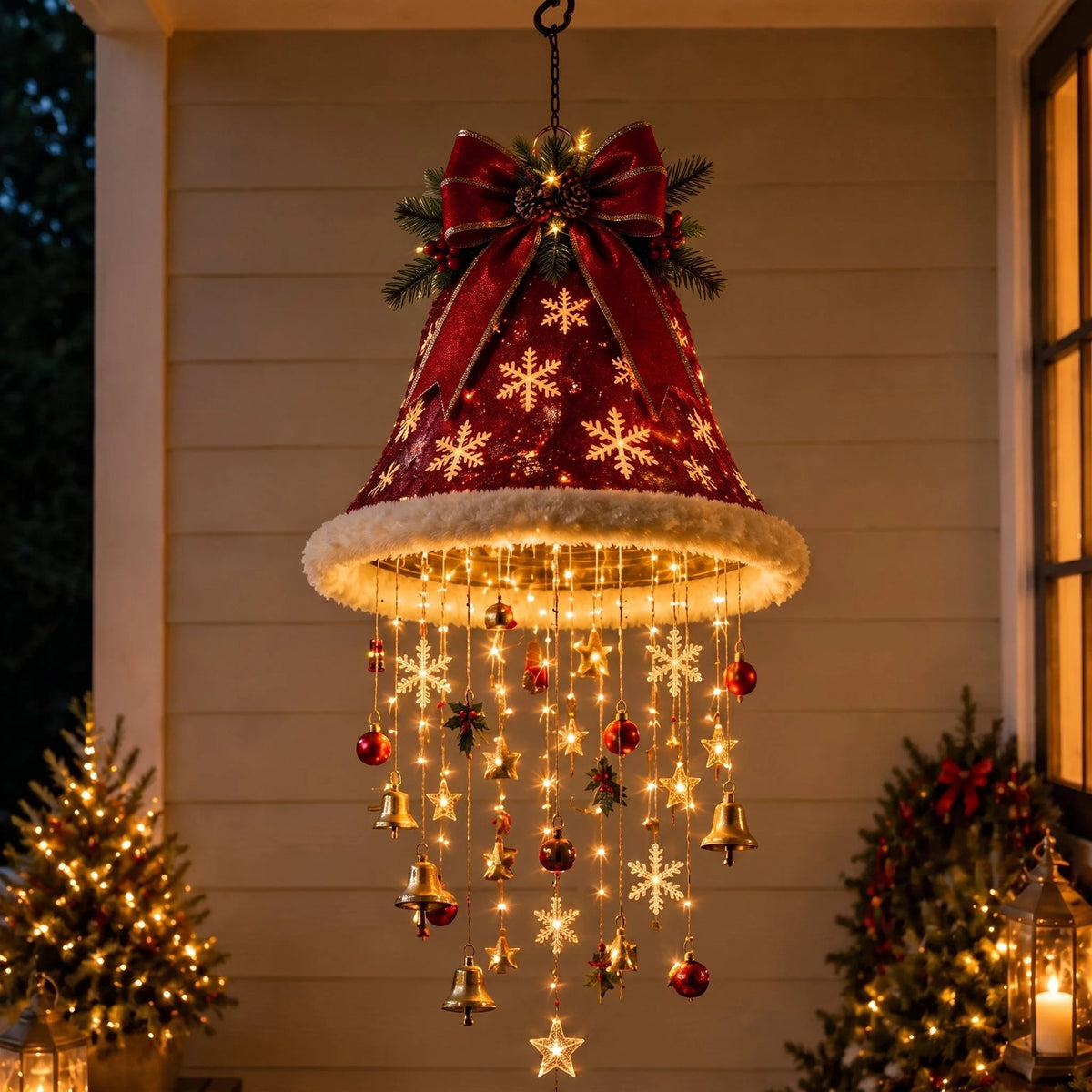 🎅Lighted Santa Hat Hanging Chandelier🎄 | 5 Styles Warm LED Christmas String Light | Indoor Outdoor Porch Holiday Decor Gift