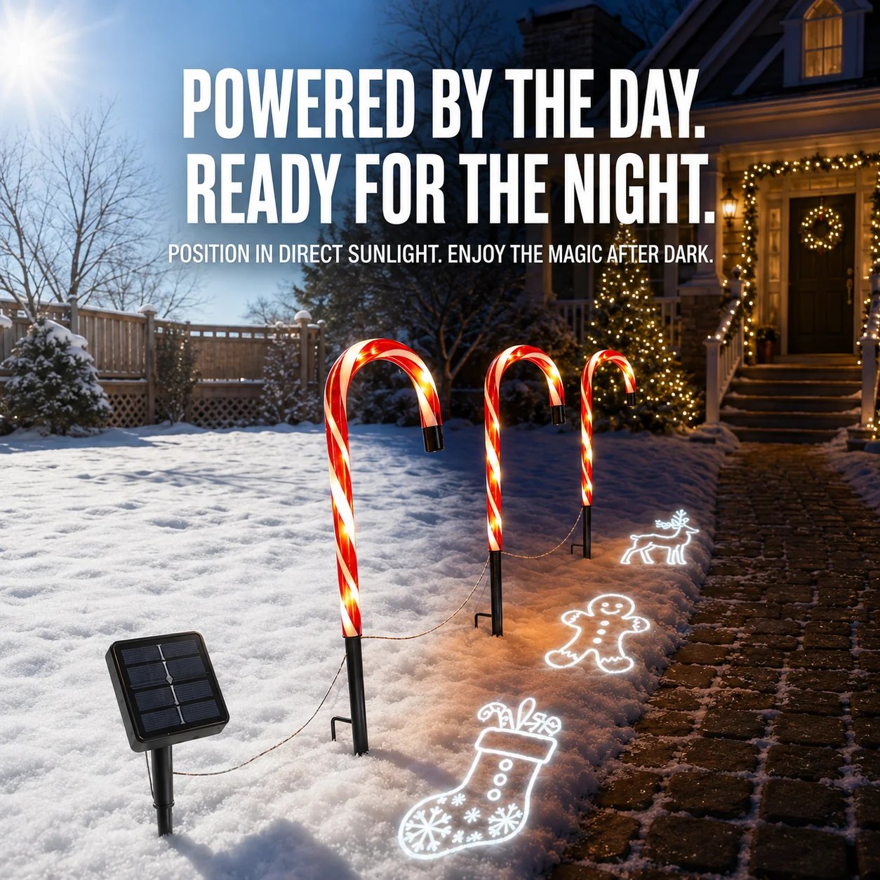 🎄Solar Candy Cane Pathway Lights – Light the Way to Christmas