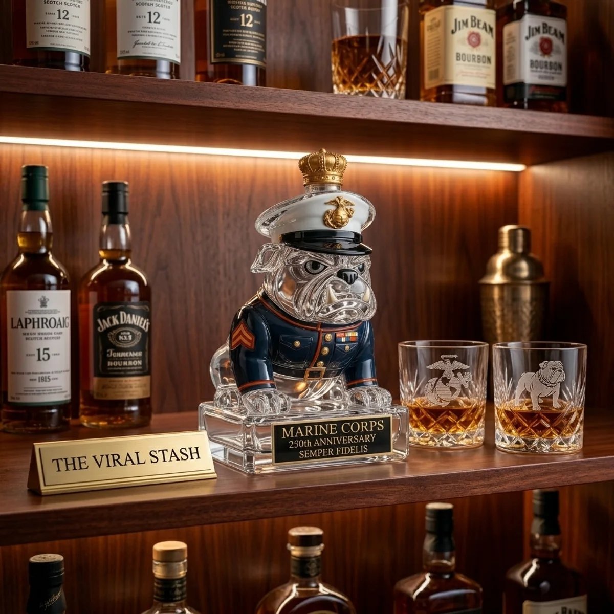 Limited-Time Offer 250th Anniversarymilitary-Inspired Bulldogwhiskey Decanter Set