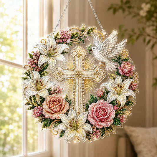 ✝️💐Christian Cross & Dove Diamond Art Hanging Ornament Kit