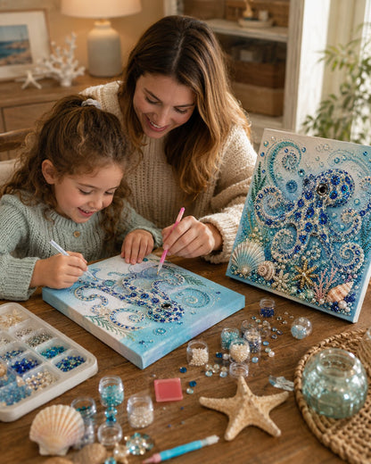 Ocean Theme Pearl Art DIY Kit I 3D Sparkling Coastal Wall Decor