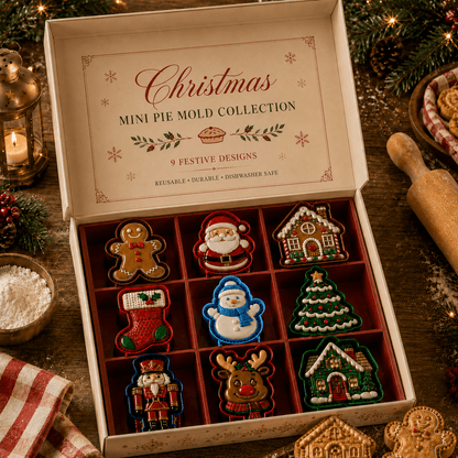 ⏳ Last Day 49% OFF – 🎄 9-Design Christmas Mini Pie Mold Collection🥧✨