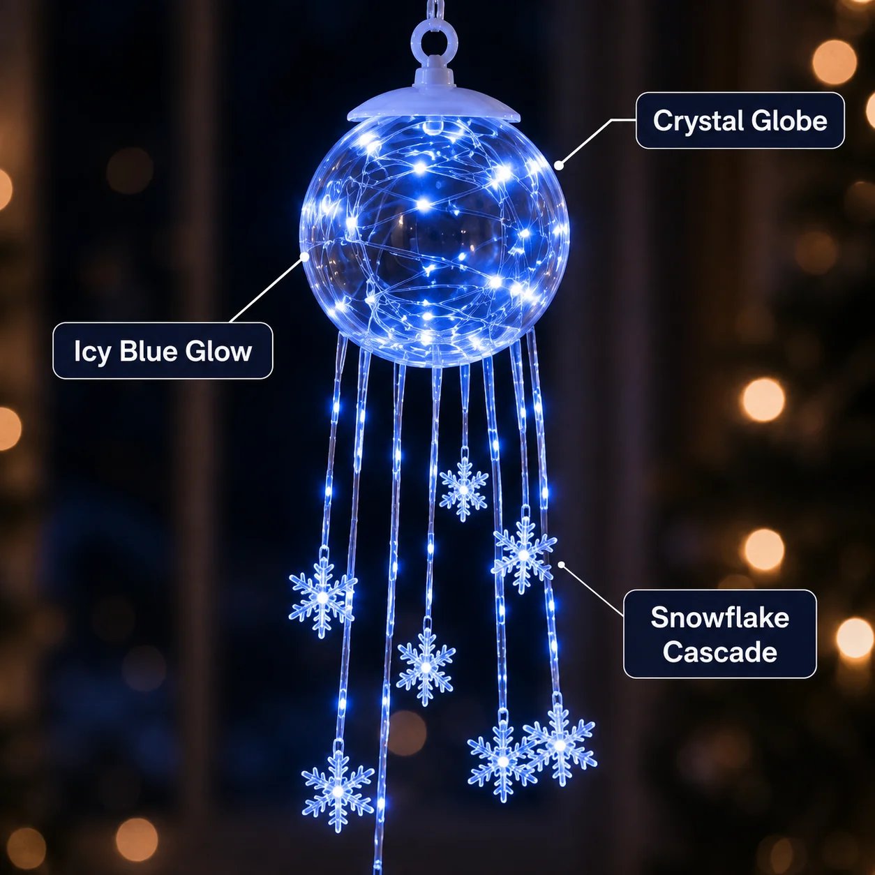 ❄️Winter Magic Snowflake Cascade – LED Hanging Christmas Ornament💙