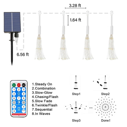 4-Pack Solar Fireworks Lights - 480 LEDS