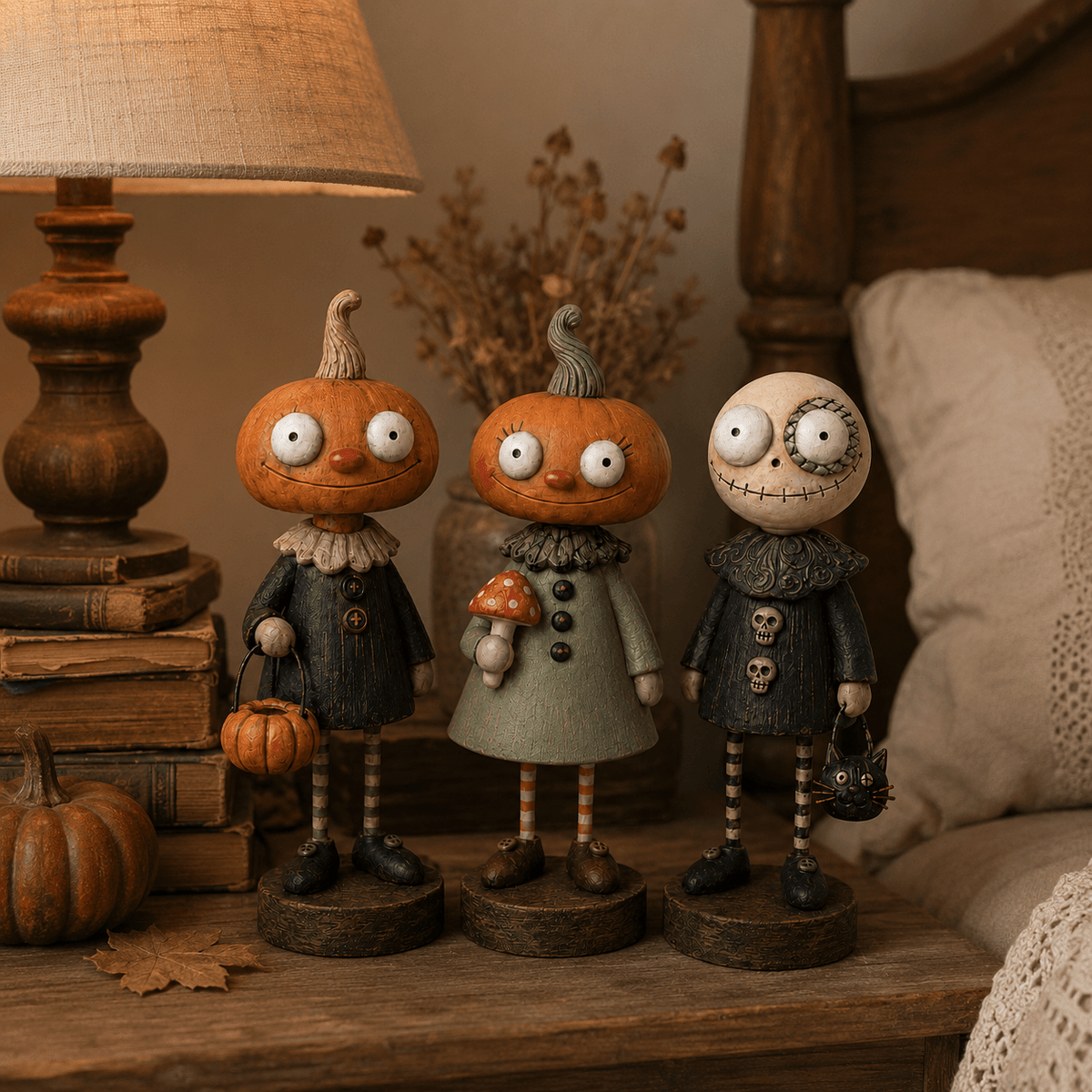 🎃Primitive Pumpkin Friends Vintage Halloween Figurines Collection