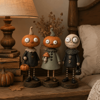 🎃Primitive Pumpkin Friends Vintage Halloween Figurines Collection