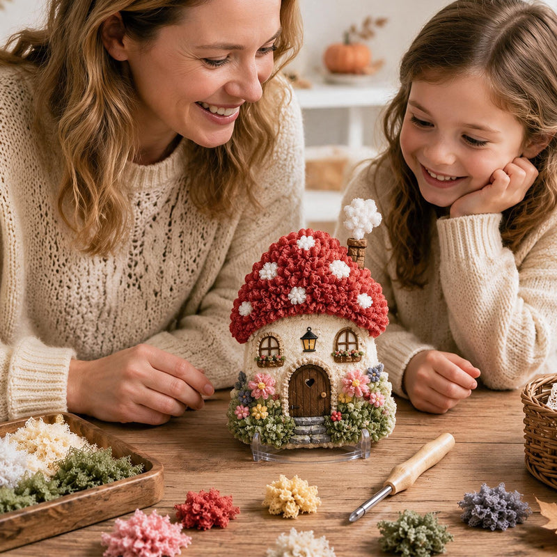 🍄 Whimsical Village 3D Fabric Poke Art Kit