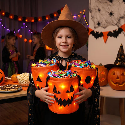 🎃Light Up the Night! 3-Piece LED Halloween Candy Bucket Set👻