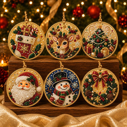 🎄DIY Diamond Painting Christmas Ornaments – 6Pc Set