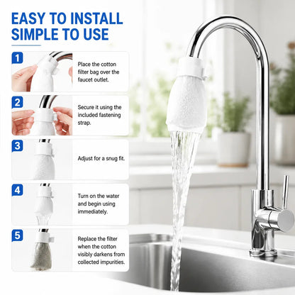 Faucet Filter Cotton Bags- Universal, 100 pcs Splash-Proof Faucet Filter set