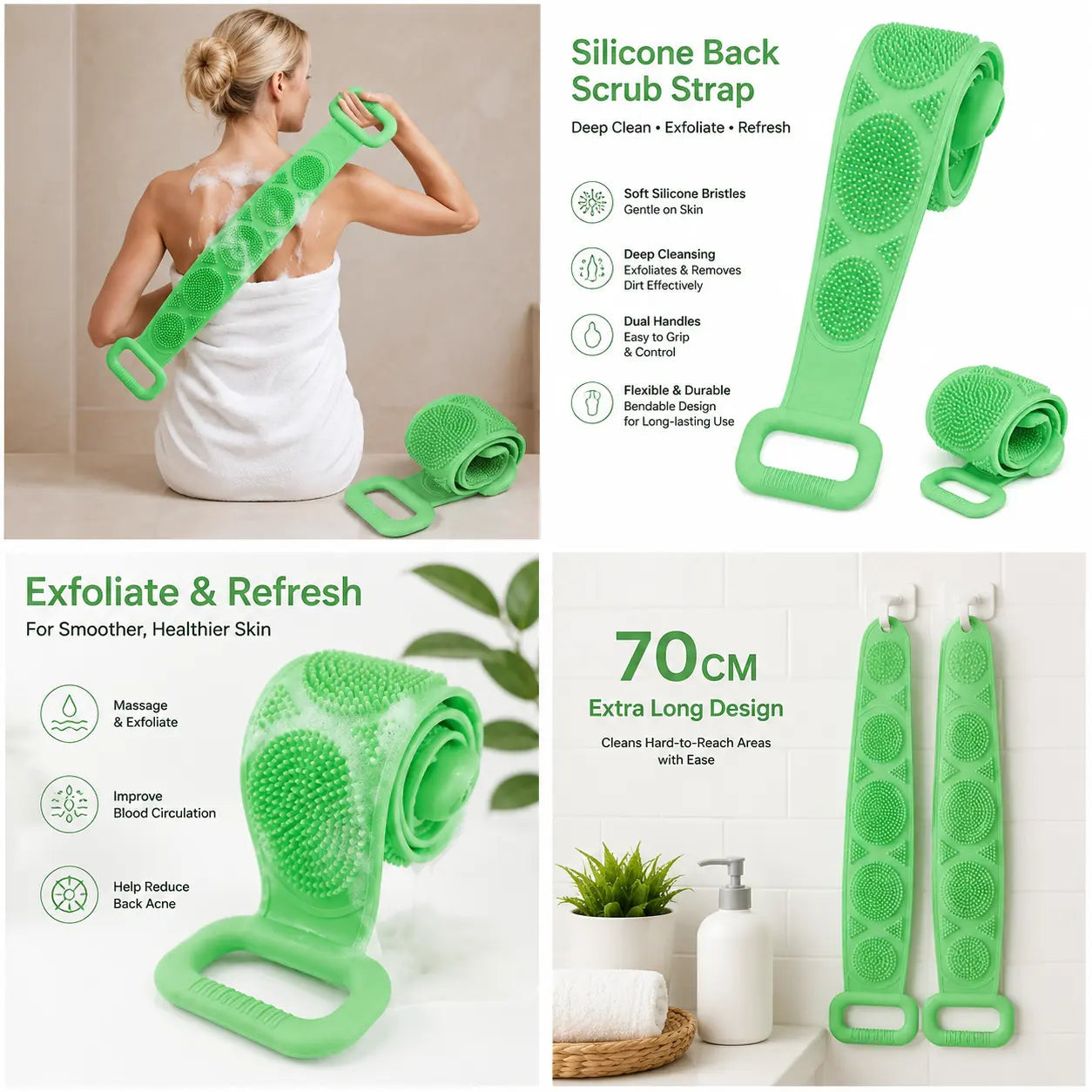 💦Summer Limited-Time 50% OFF 🛁Double-Sided Silicone Back Scrubber- Easily exfoliate dead skin