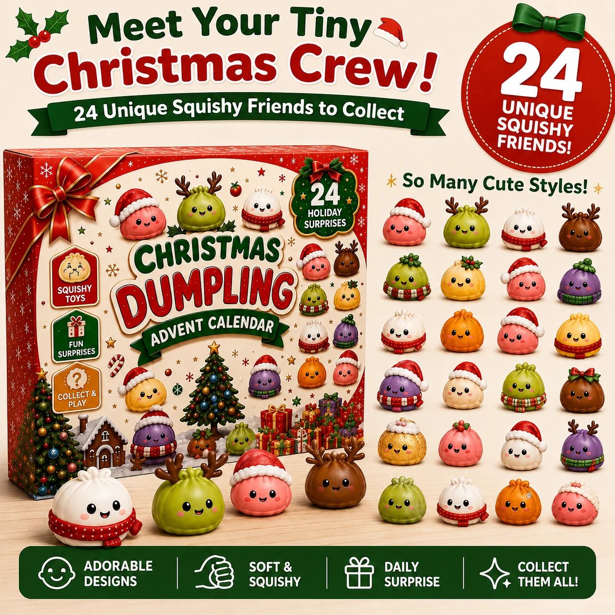 🎅 CHRISTMAS SPECIAL | 24 Days of Mini Squishies – Cute 2026 Advent Calendar with Daily Dumpling