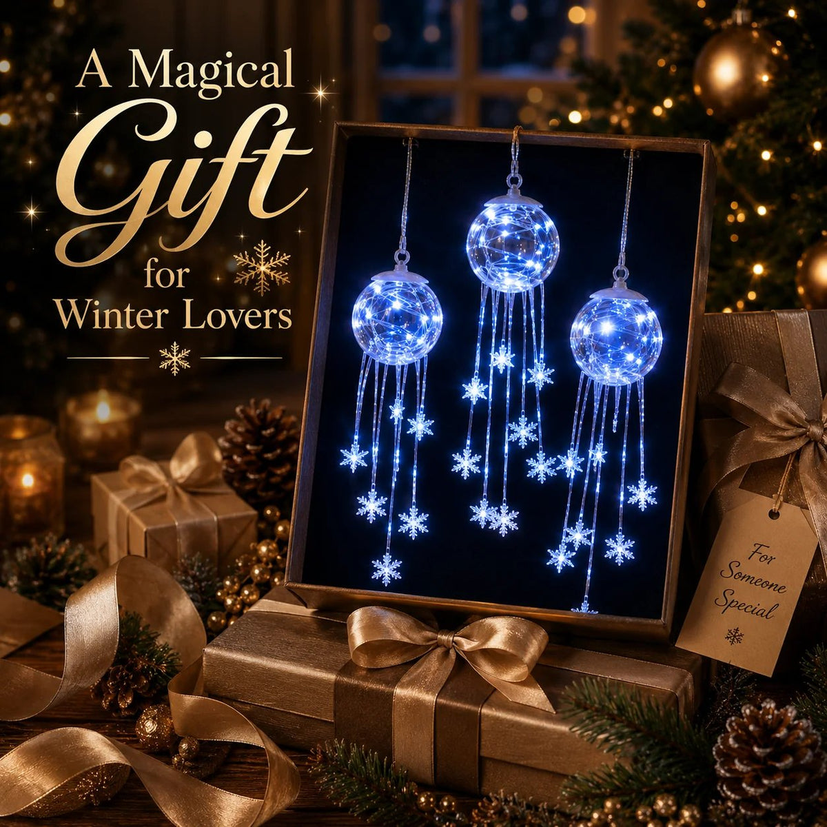 ❄️Winter Magic Snowflake Cascade – LED Hanging Christmas Ornament💙