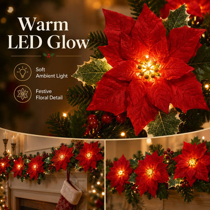 🎄✨Christmas Poinsettia LED Garland String Lights