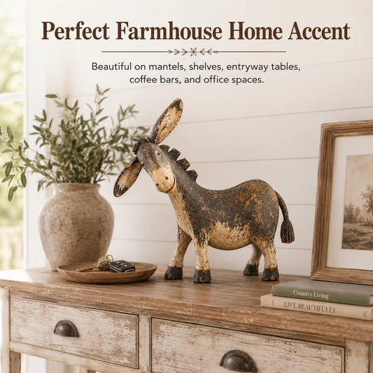 🐴Rustic Donkey Figurine✨ Distressed Vintage Resin Farmhouse Tabletop Decor