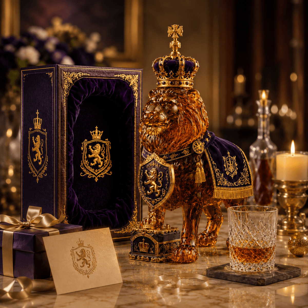 👑Crown 87th Anniversary Royal Lion Whiskey Bottle