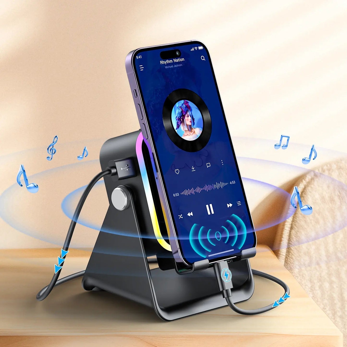 🔥50%OFF🔥 5-in-1 Wireless Speaker - Stereo Sound, RGB Light & Phone Stand