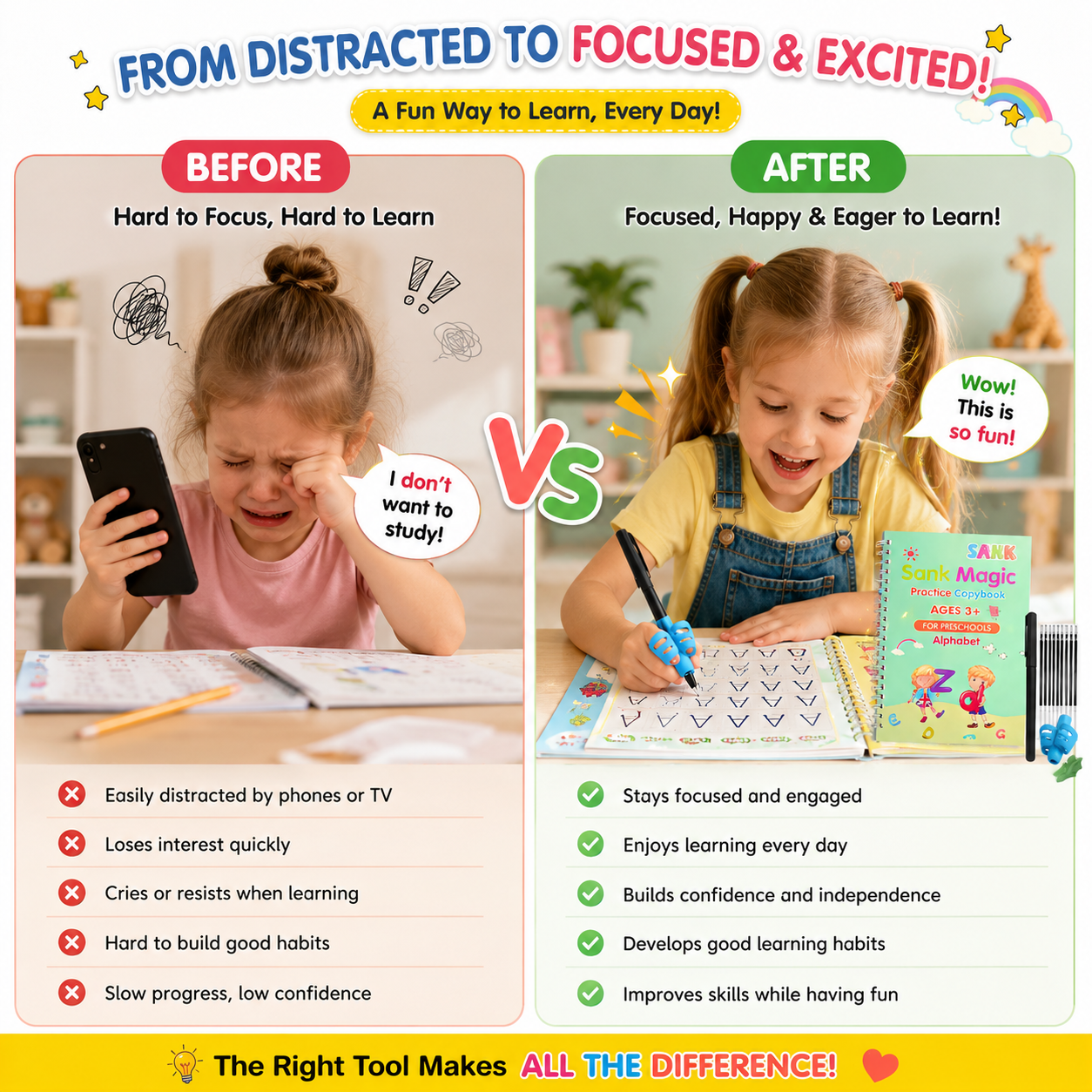 MagicBook|Kids Practice Copybook Set (4Pcs/Set)
