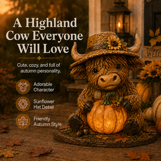 Solar Highland Cow Pumpkin Light