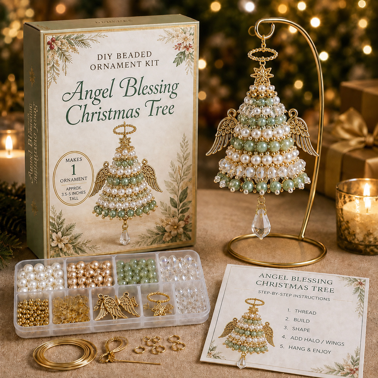 🎄DIY Christmas Tree Beaded Ornament Kit- Craft your own sparkling holiday keepsake!✨💎