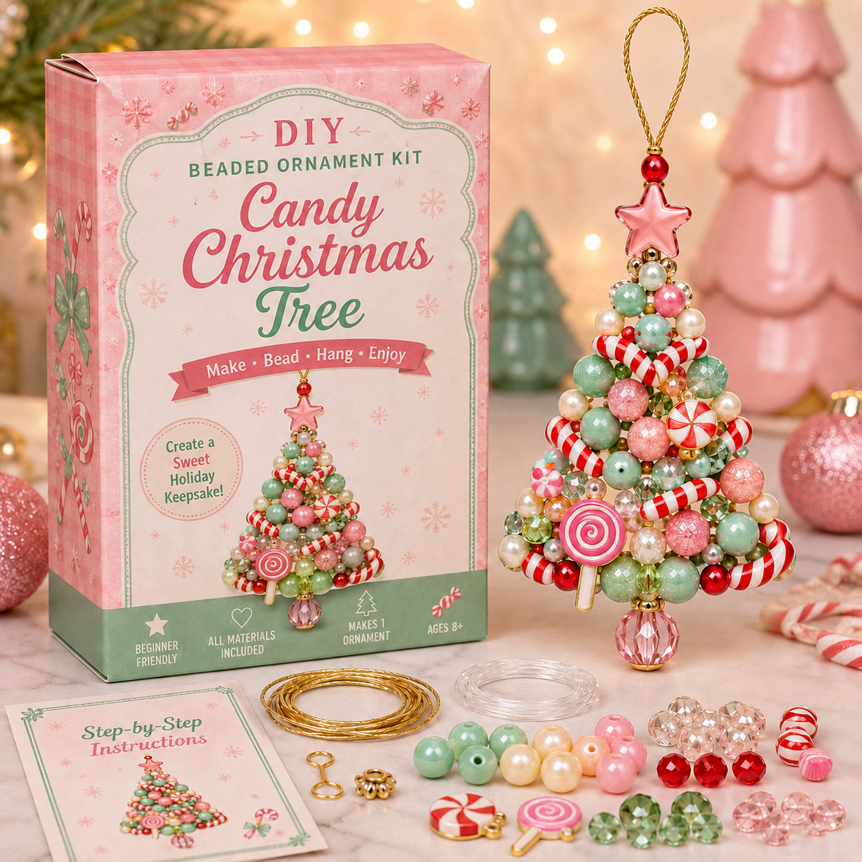 🎄DIY Christmas Tree Beaded Ornament Kit- Craft your own sparkling holiday keepsake!✨💎