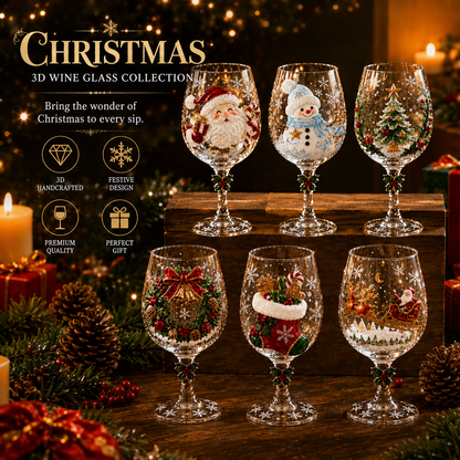 🔥🎁Christmas 3D Wine Glass Collection Gift Box Set✨