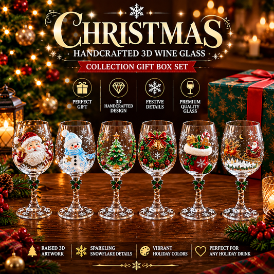🔥🎁Christmas 3D Wine Glass Collection Gift Box Set✨