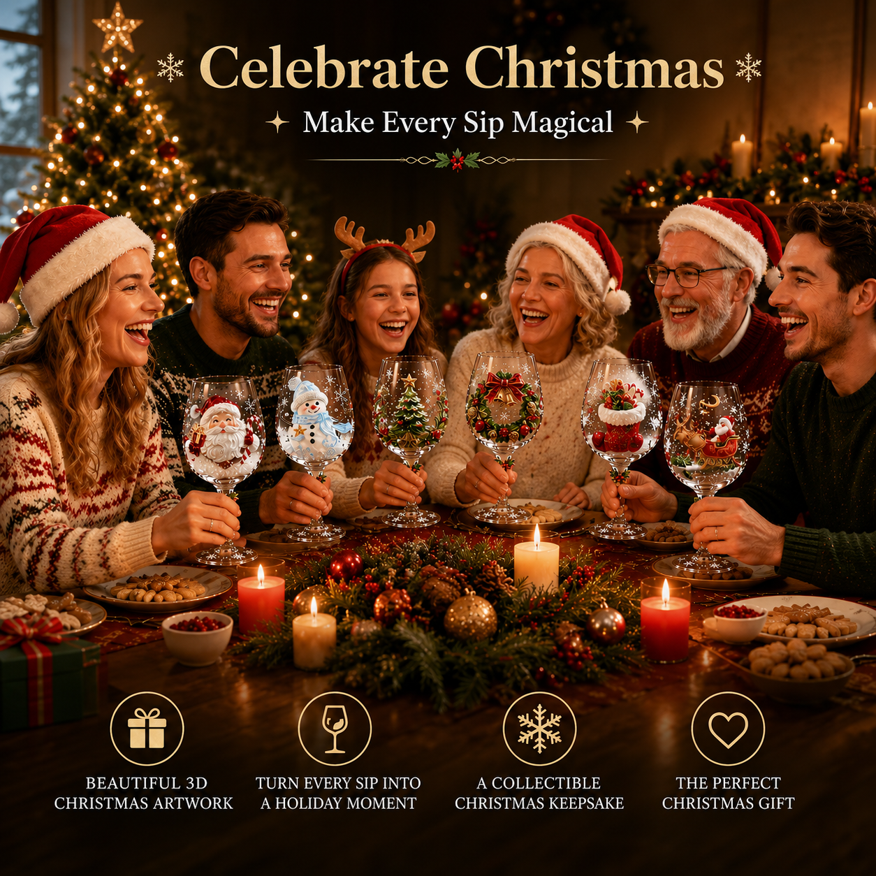 🔥🎁Christmas 3D Wine Glass Collection Gift Box Set✨