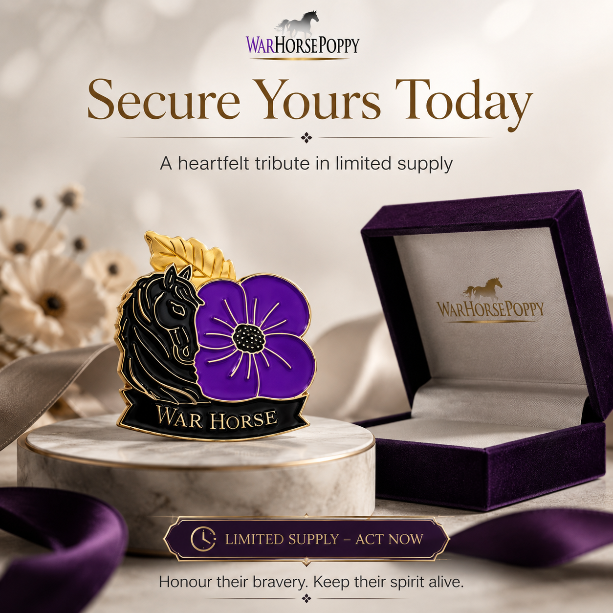 Limited Edition War Horse Purple 111th Anniversary Remembrance Brooch