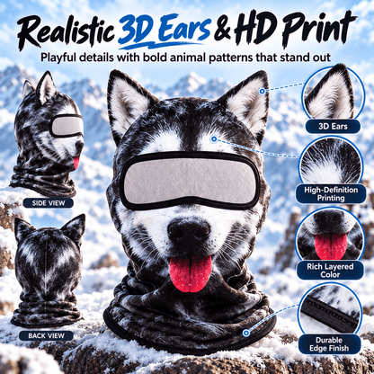 🔥3D Cat Ski Mask with Ears Funny Windproof Balaclava for Skiing & Festivals