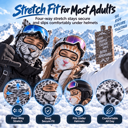 🔥3D Cat Ski Mask with Ears Funny Windproof Balaclava for Skiing & Festivals
