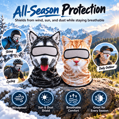 🔥3D Cat Ski Mask with Ears Funny Windproof Balaclava for Skiing & Festivals